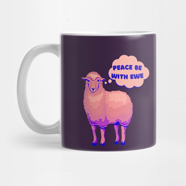 pink peace sheep, peace be with you, peace be with ewe by AdaleCreates